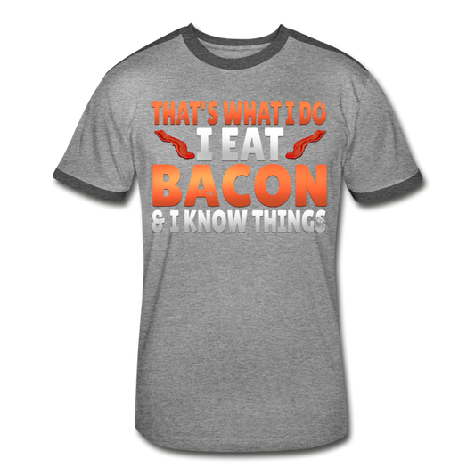 Funny I Eat Bacon And Know Things Bacon Lover Men's Retro T-Shirt - heather gray/charcoal