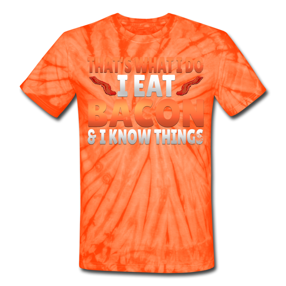 Funny I Eat Bacon And Know Things Bacon Lover Unisex Tie Dye T-Shirt - spider orange