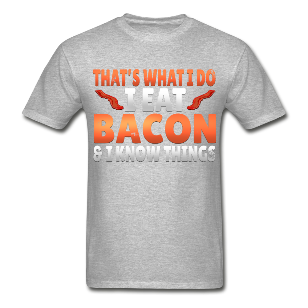 Funny I Eat Bacon And Know Things Bacon Lover Gildan Ultra Cotton Adult T-Shirt - heather gray