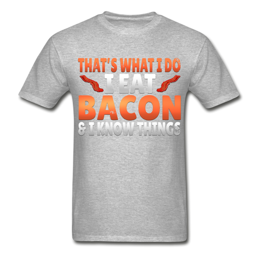 Funny I Eat Bacon And Know Things Bacon Lover Gildan Ultra Cotton Adult T-Shirt - heather gray