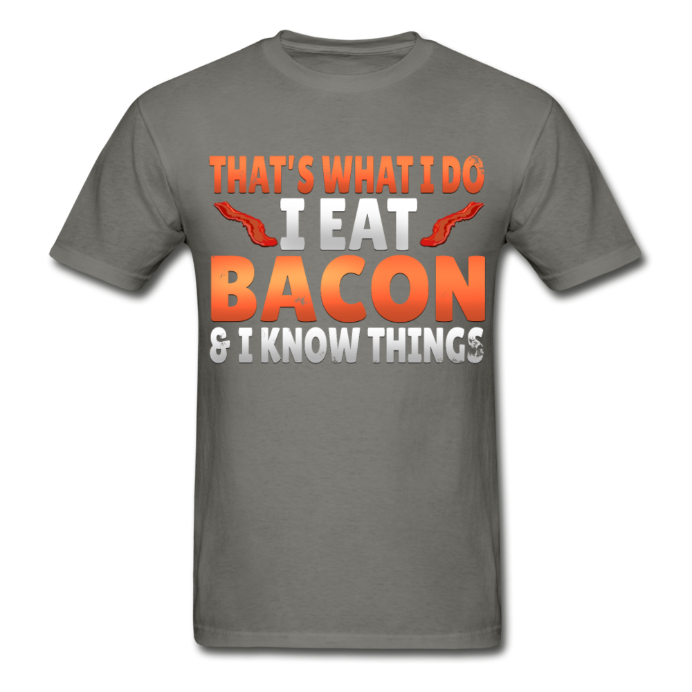Funny I Eat Bacon And Know Things Bacon Lover Gildan Ultra Cotton Adult T-Shirt - charcoal