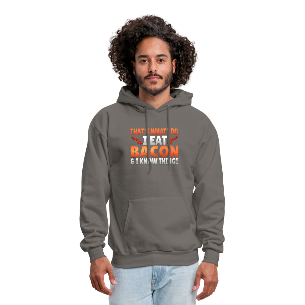 Funny I Eat Bacon And Know Things Bacon Lover Men's Hoodie - asphalt gray