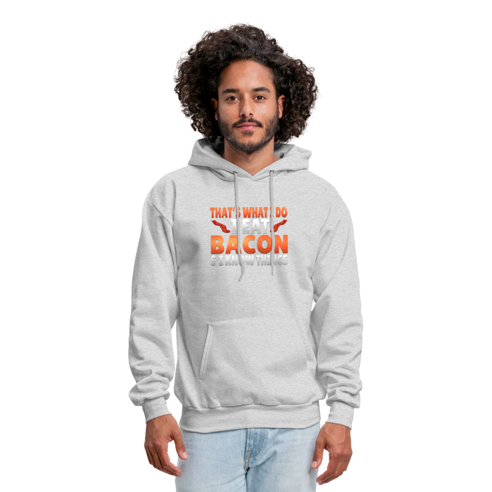 Funny I Eat Bacon And Know Things Bacon Lover Men's Hoodie - ash 