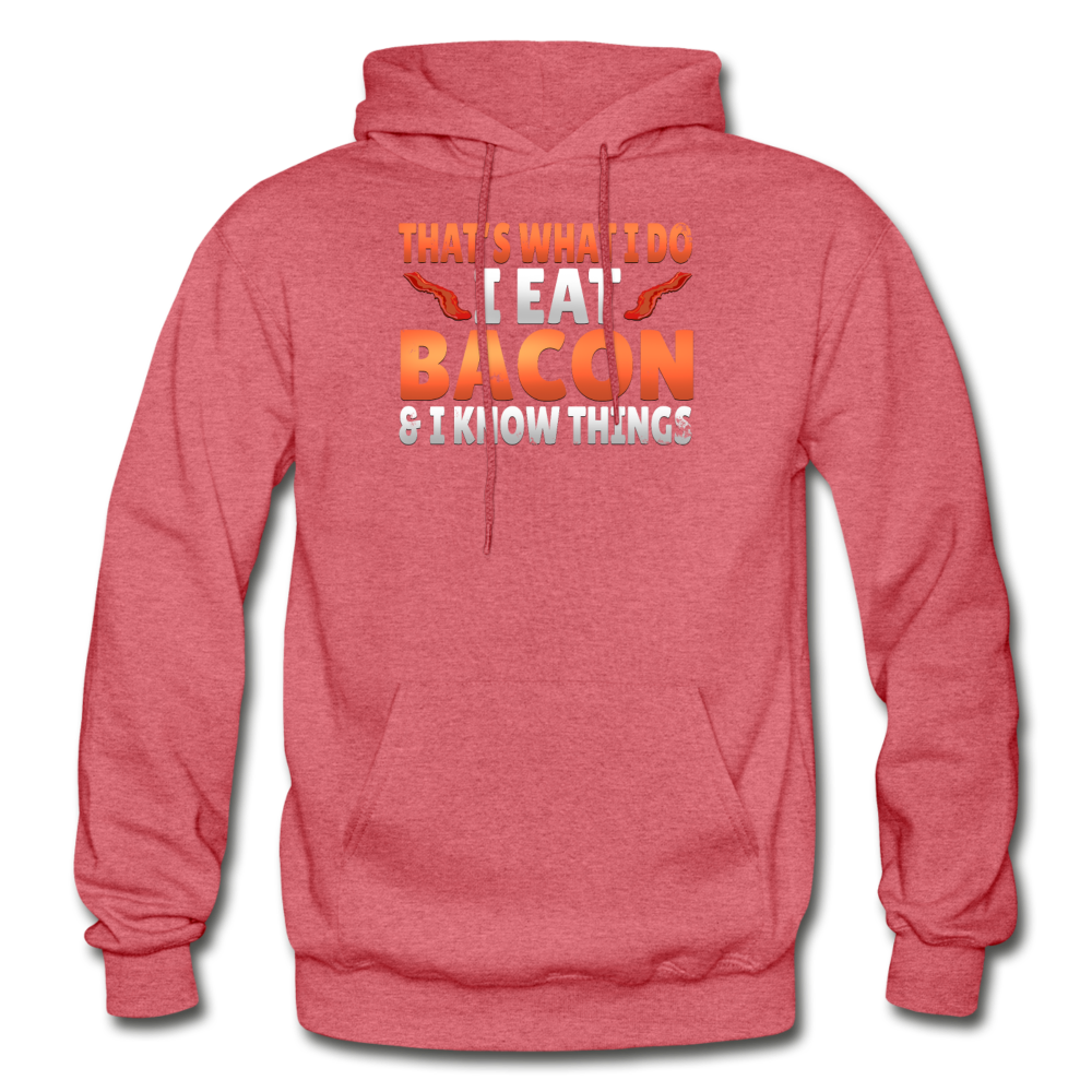 Funny I Eat Bacon And Know Things Bacon Lover Gildan Heavy Blend Adult Hoodie - heather red
