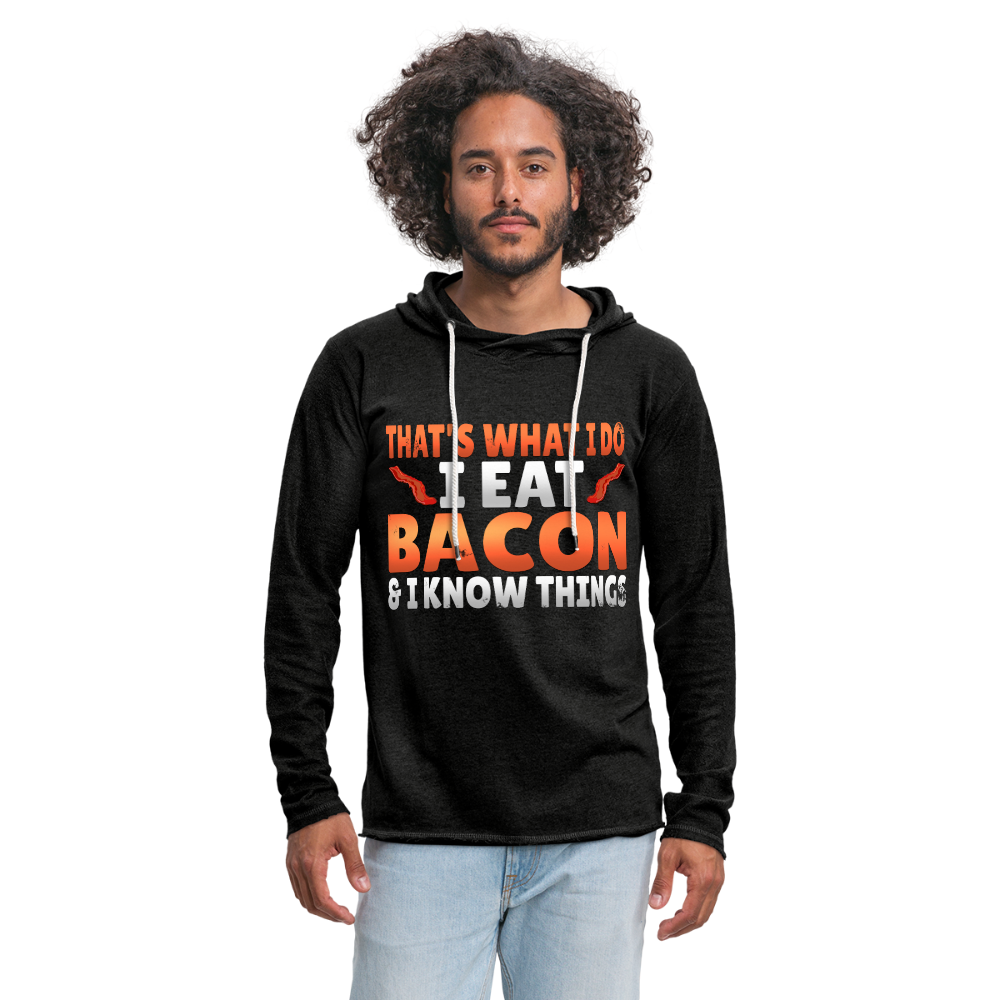 Funny I Eat Bacon And Know Things Bacon Lover Unisex Lightweight Terry Hoodie - charcoal gray