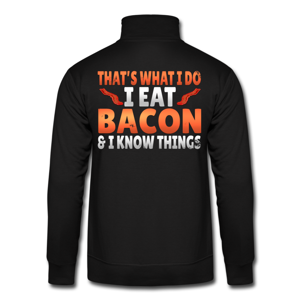 Funny I Eat Bacon And Know Things Bacon Lover Hanes Quarter Zip Pullover - black