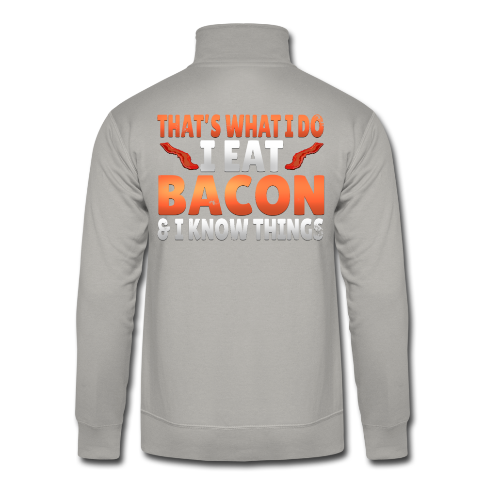 Funny I Eat Bacon And Know Things Bacon Lover Hanes Quarter Zip Pullover - light gray