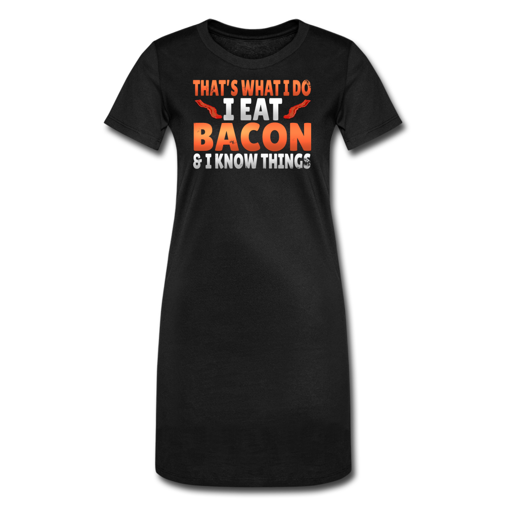Funny I Eat Bacon And Know Things Bacon Lover Women's T-Shirt Dress - black