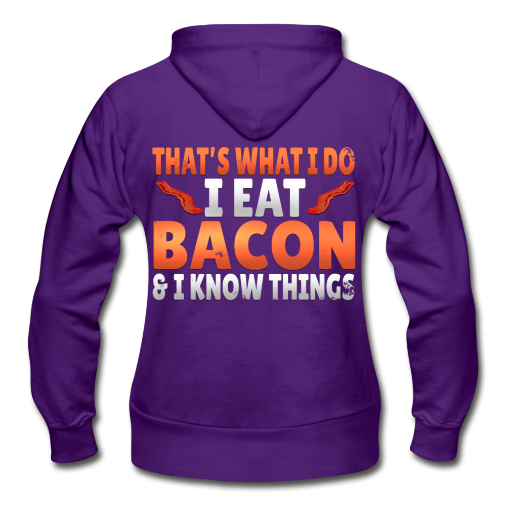 Funny I Eat Bacon And Know Things Bacon Lover Gildan Heavy Blend Women's Zip Hoodie - purple