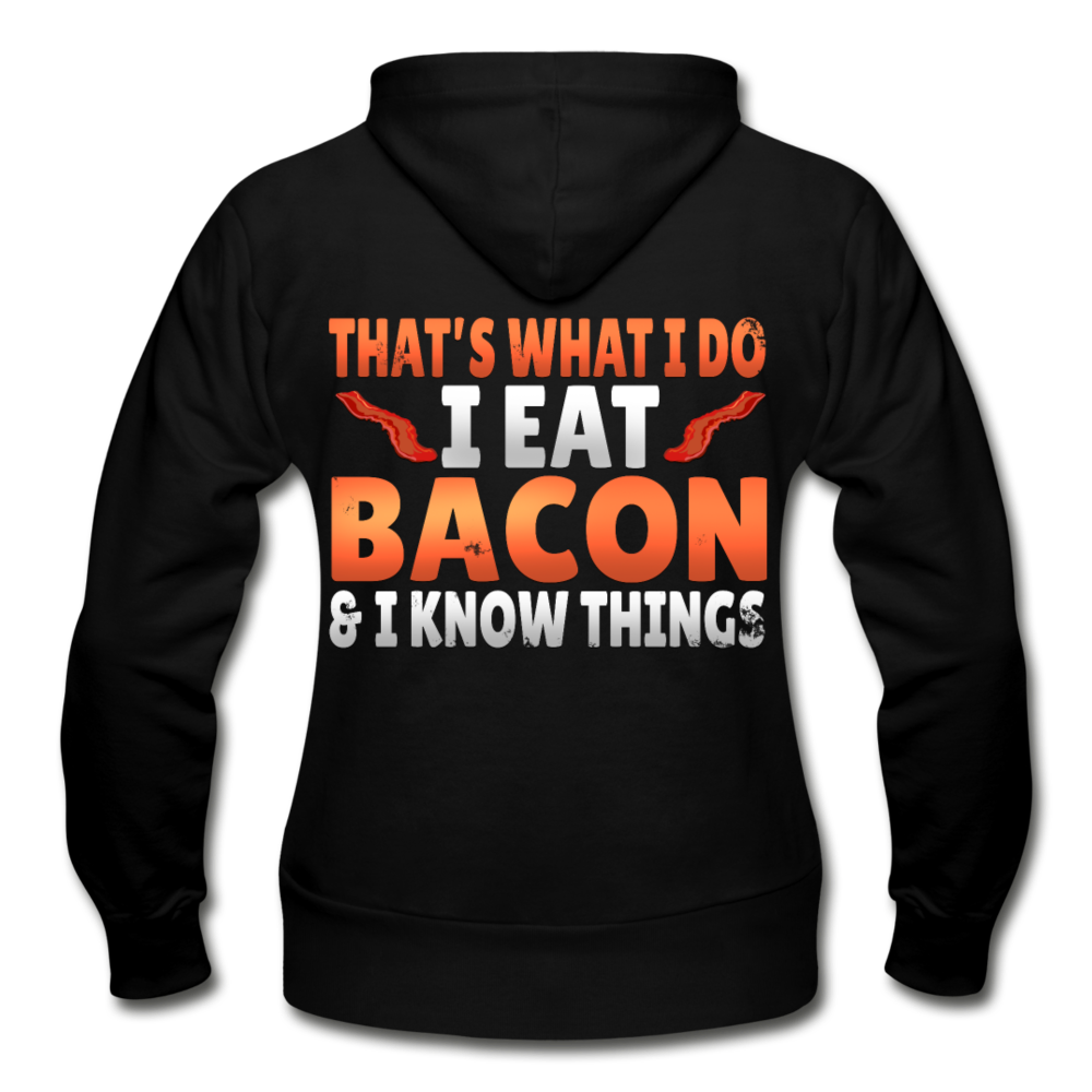 Funny I Eat Bacon And Know Things Bacon Lover Gildan Heavy Blend Women's Zip Hoodie - black