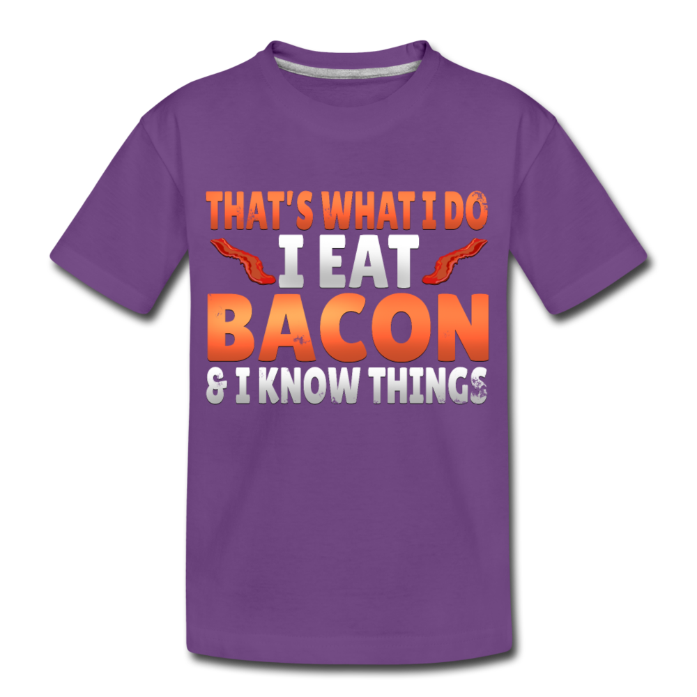 Funny I Eat Bacon And Know Things Bacon Lover Kids' Premium T-Shirt - purple