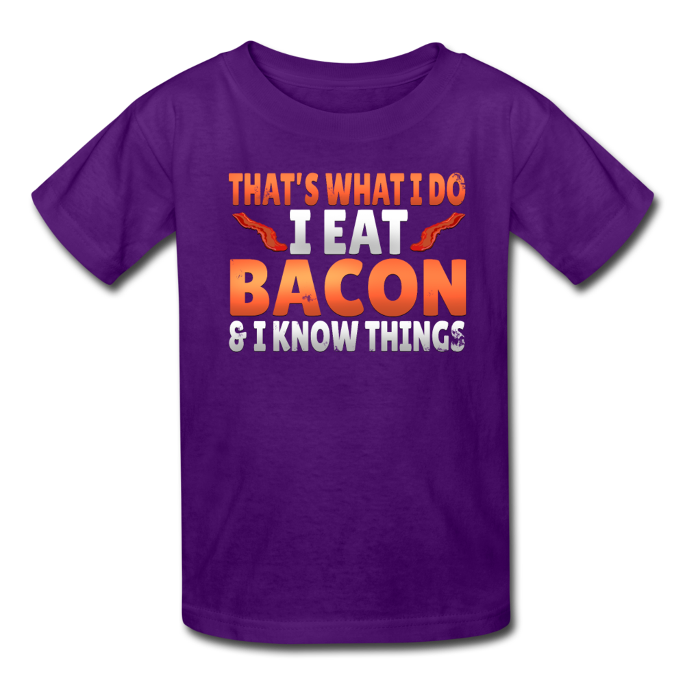 Funny I Eat Bacon And Know Things Bacon Lover Kids' T-Shirt - purple