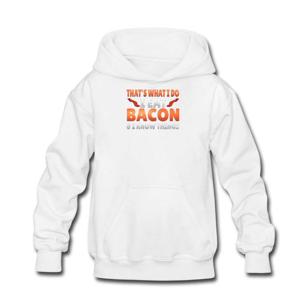 Funny I Eat Bacon And Know Things Bacon Lover Kids' Hoodie - white