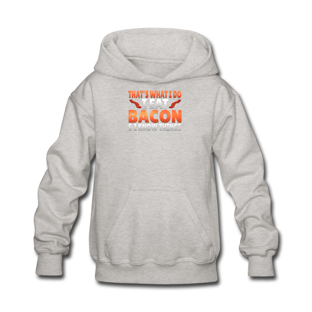 Funny I Eat Bacon And Know Things Bacon Lover Kids' Hoodie - heather gray