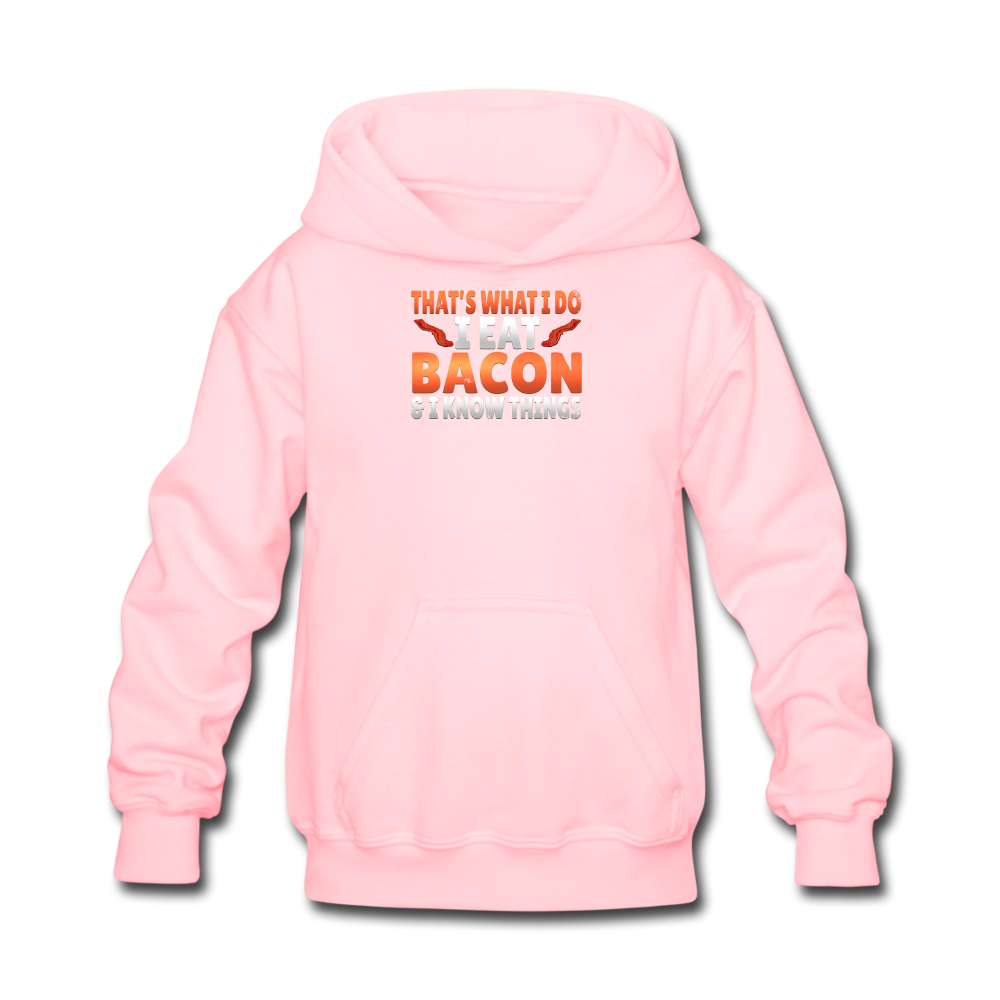 Funny I Eat Bacon And Know Things Bacon Lover Kids' Hoodie - pink