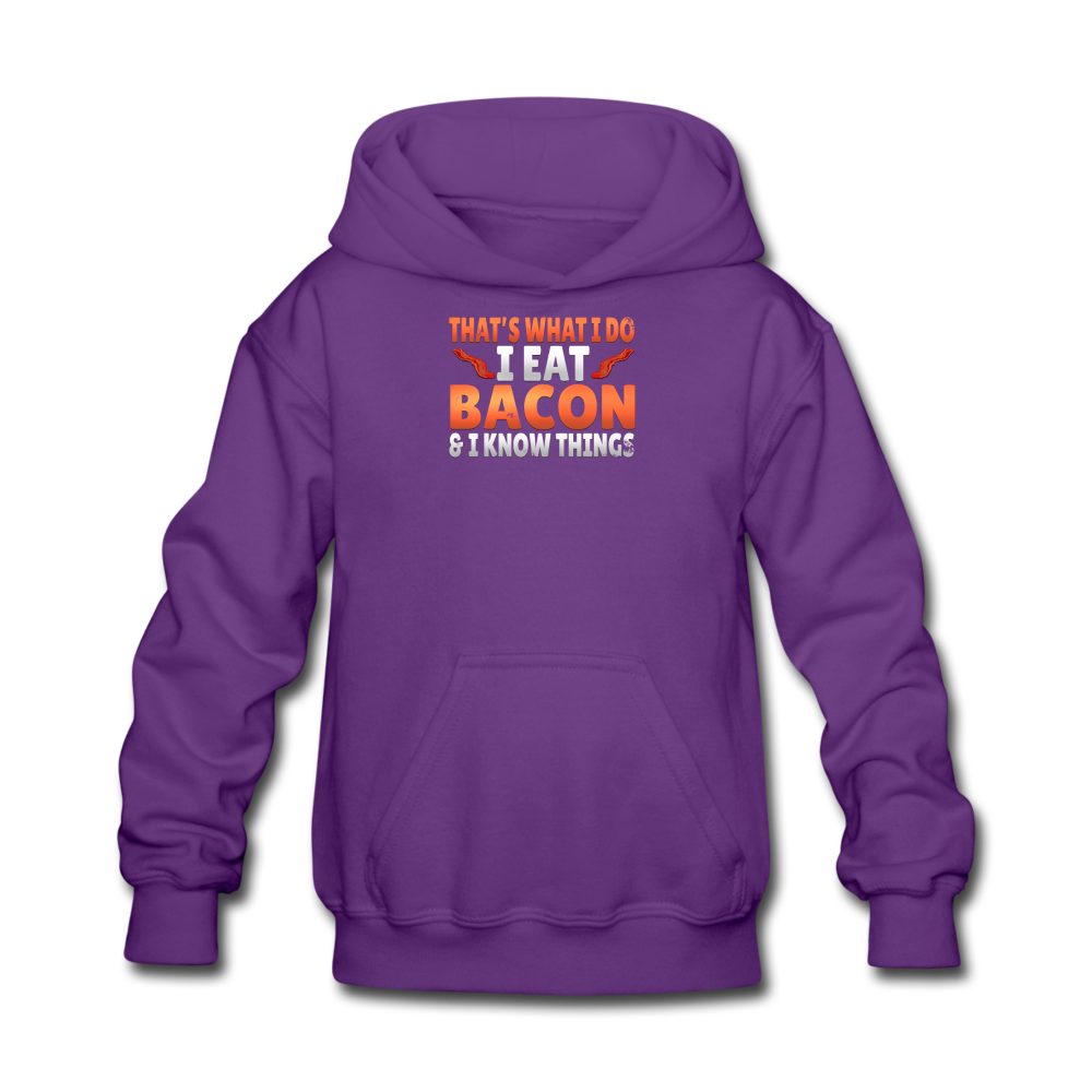 Funny I Eat Bacon And Know Things Bacon Lover Kids' Hoodie - purple