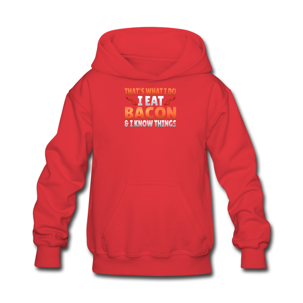 Funny I Eat Bacon And Know Things Bacon Lover Kids' Hoodie - red