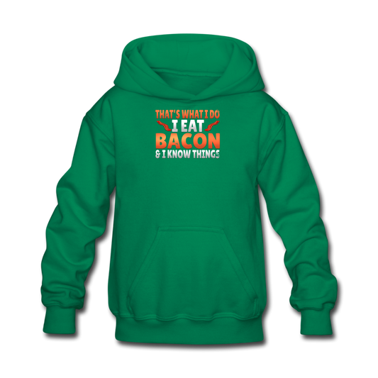 Funny I Eat Bacon And Know Things Bacon Lover Kids' Hoodie - kelly green