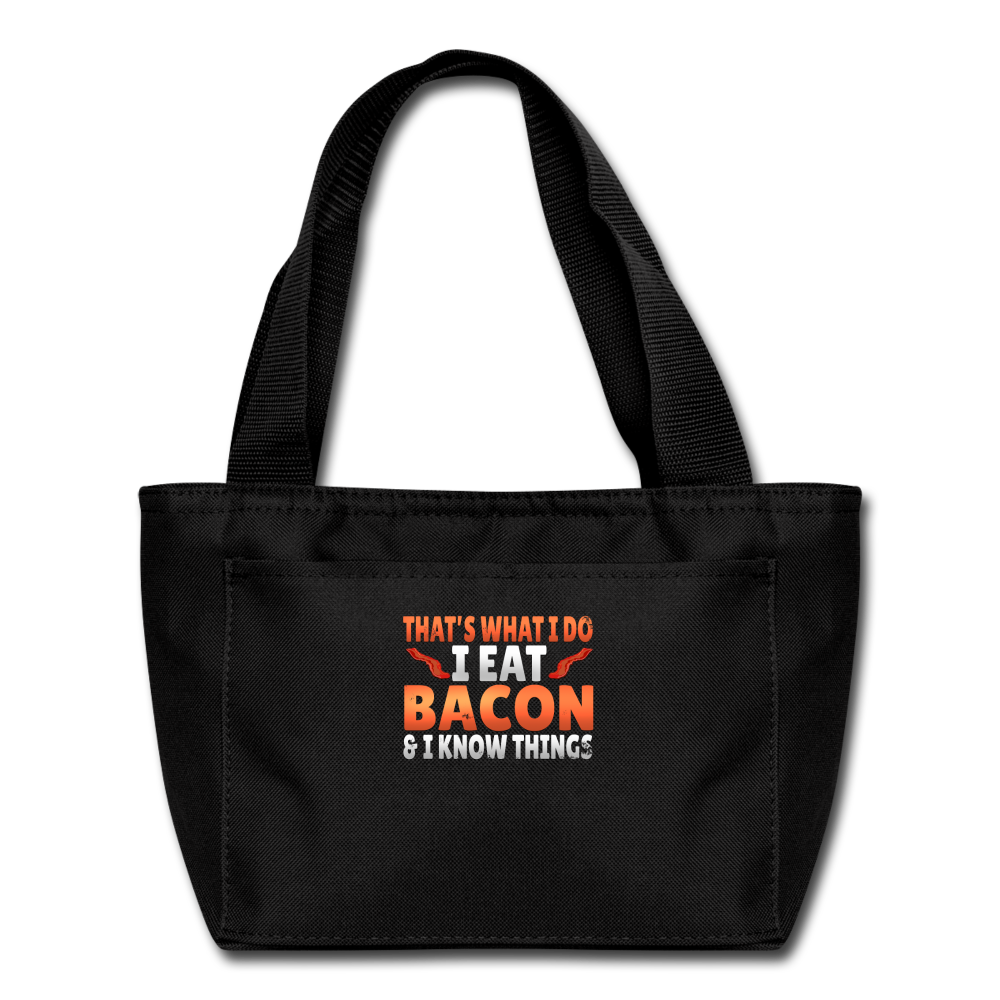 Funny I Eat Bacon And Know Things Bacon Lover Lunch bag - black