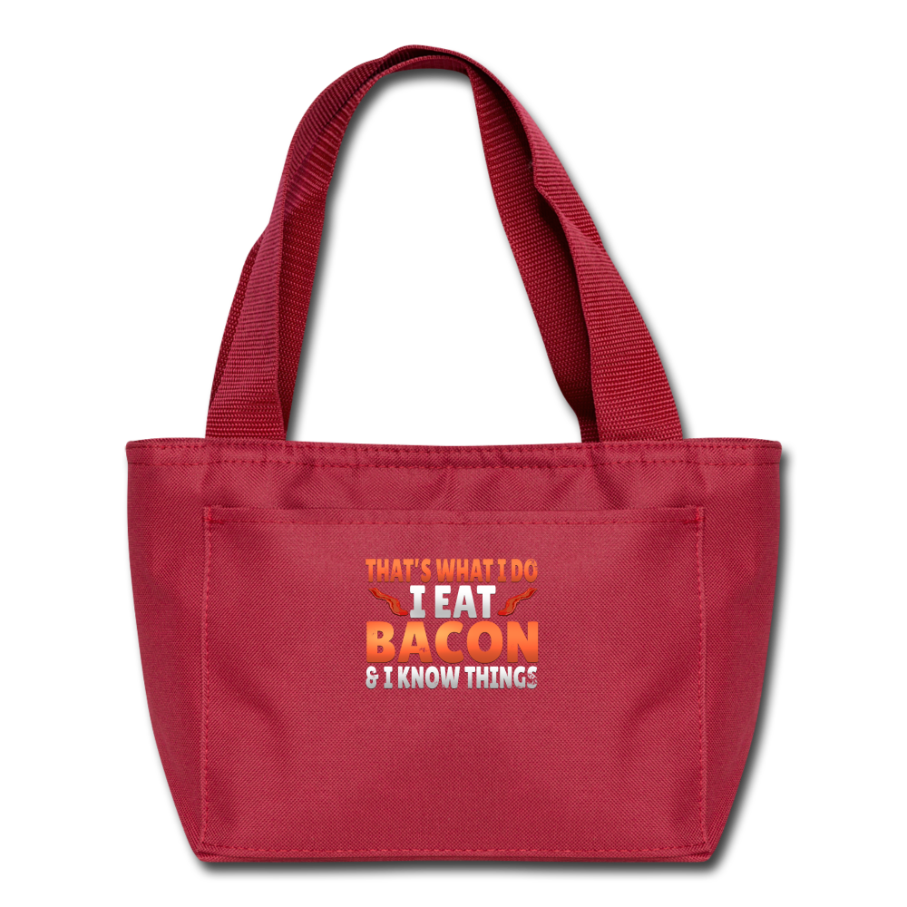 Funny I Eat Bacon And Know Things Bacon Lover Lunch bag - red