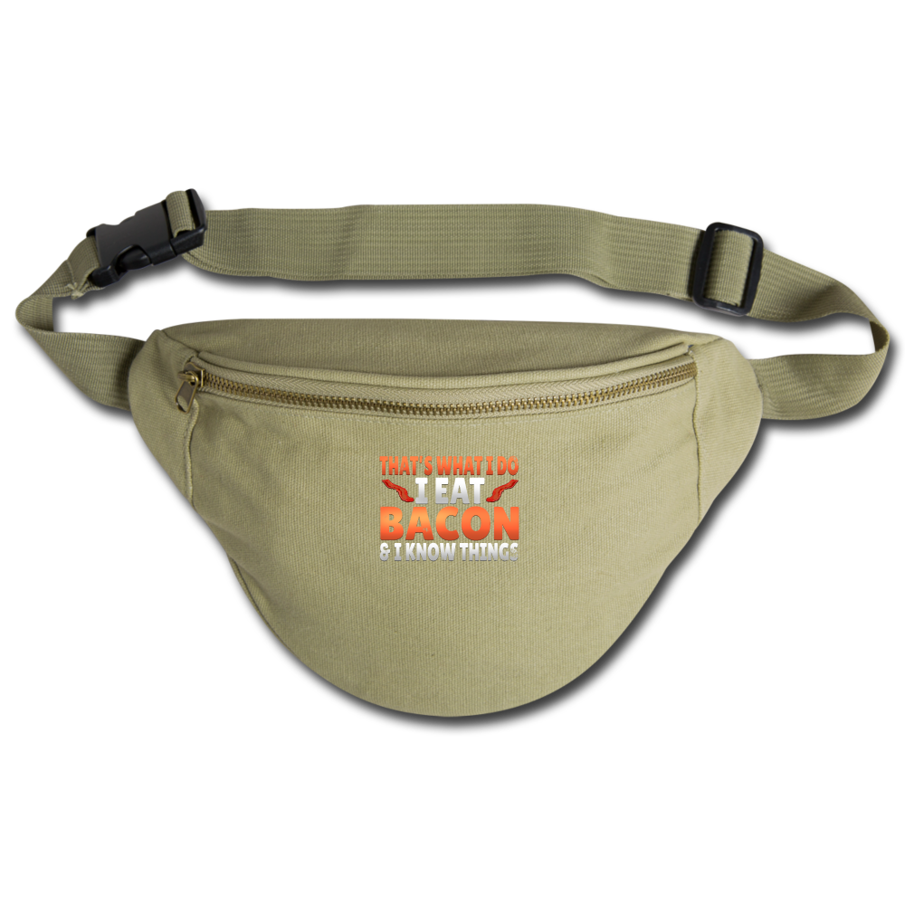Funny I Eat Bacon And Know Things Bacon Lover Fanny Pack - khaki