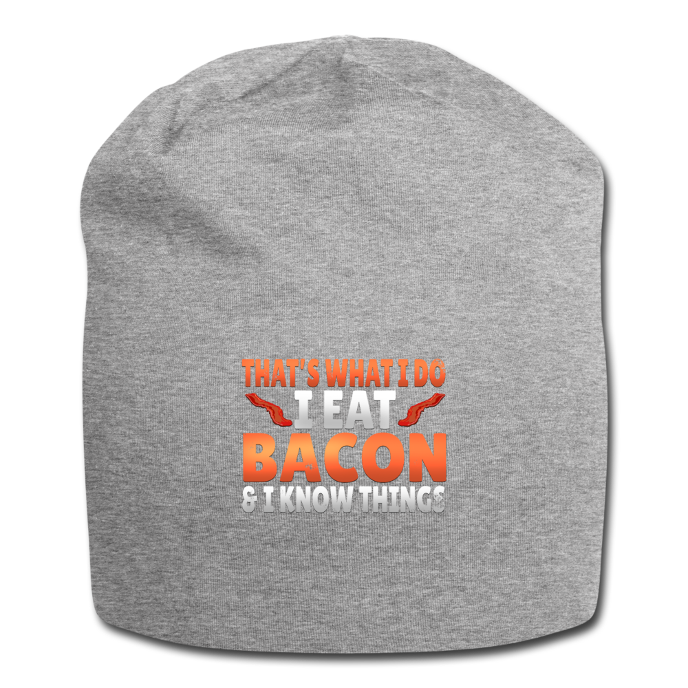 Funny I Eat Bacon And Know Things Bacon Lover Jersey Beanie - heather gray