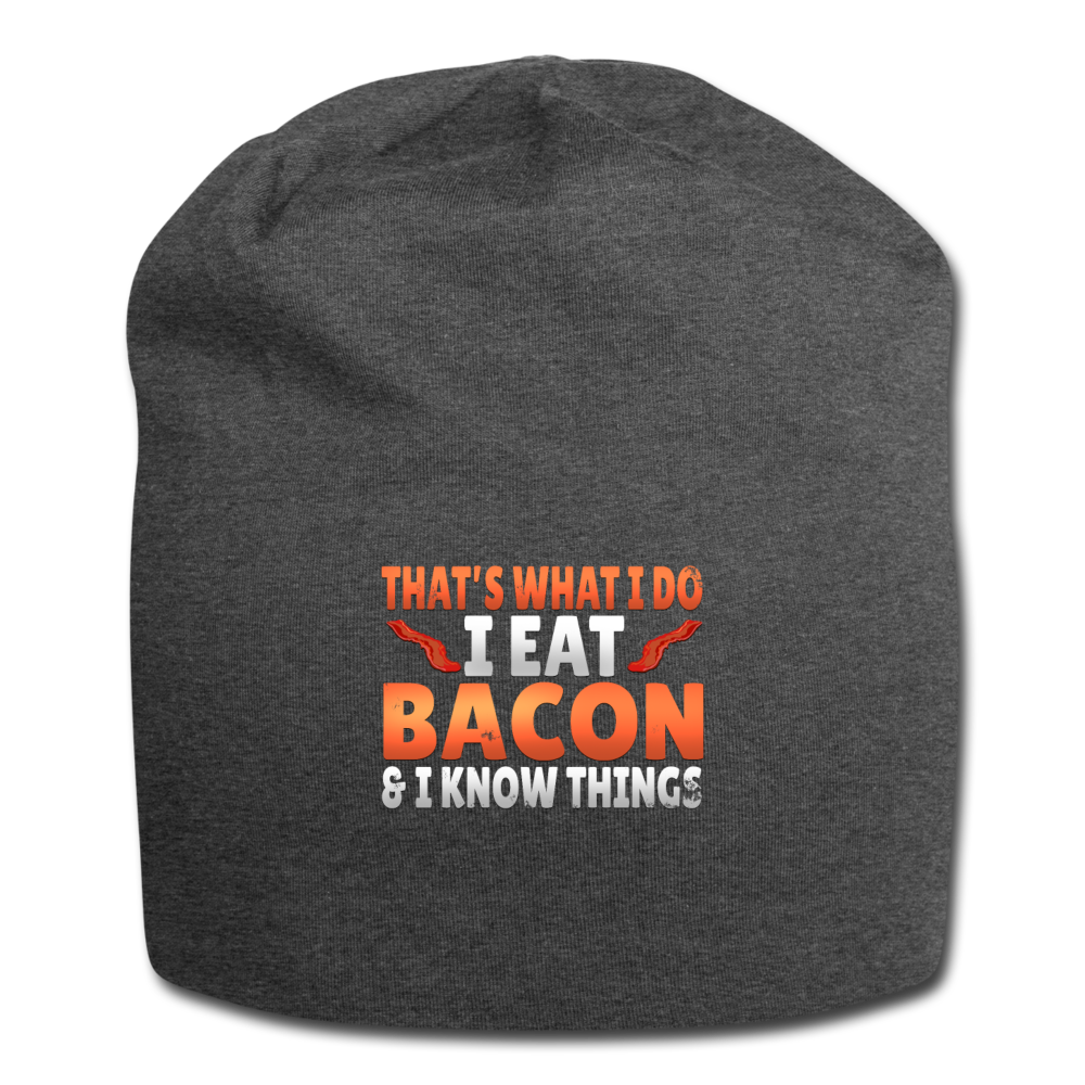 Funny I Eat Bacon And Know Things Bacon Lover Jersey Beanie - charcoal gray