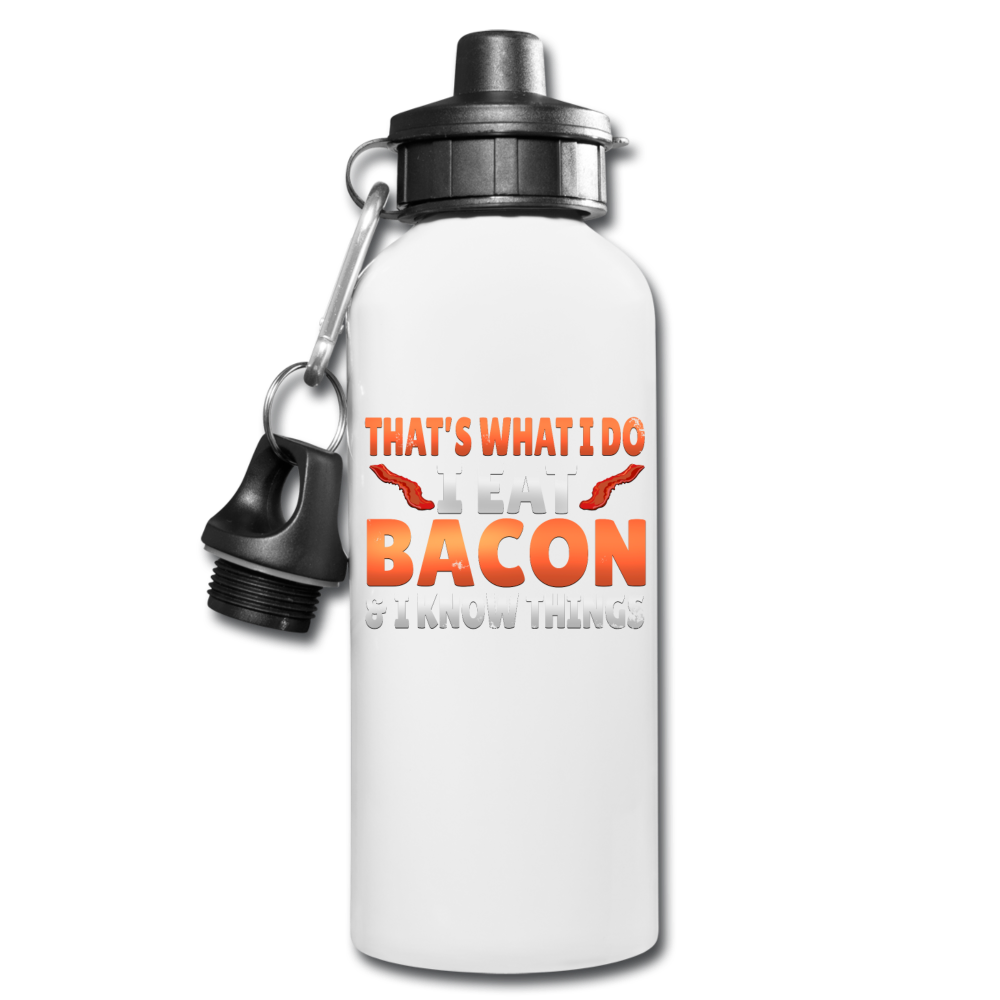 Funny I Eat Bacon And Know Things Bacon Lover Water Bottle - white