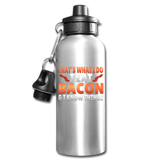 Funny I Eat Bacon And Know Things Bacon Lover Water Bottle - silver