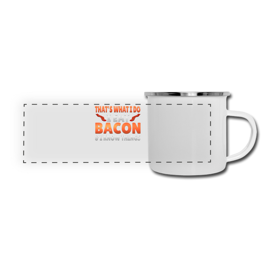 Funny I Eat Bacon And Know Things Bacon Lover Panoramic Camper Mug - white