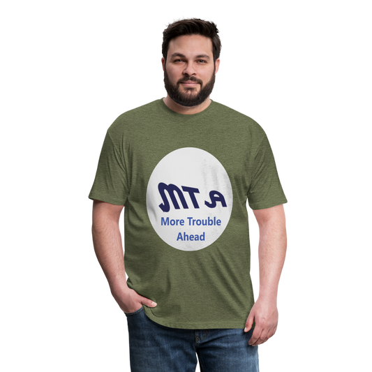 New York City Subway train funny Logo parody Fitted Cotton/Poly T-Shirt by Next Level - heather military green