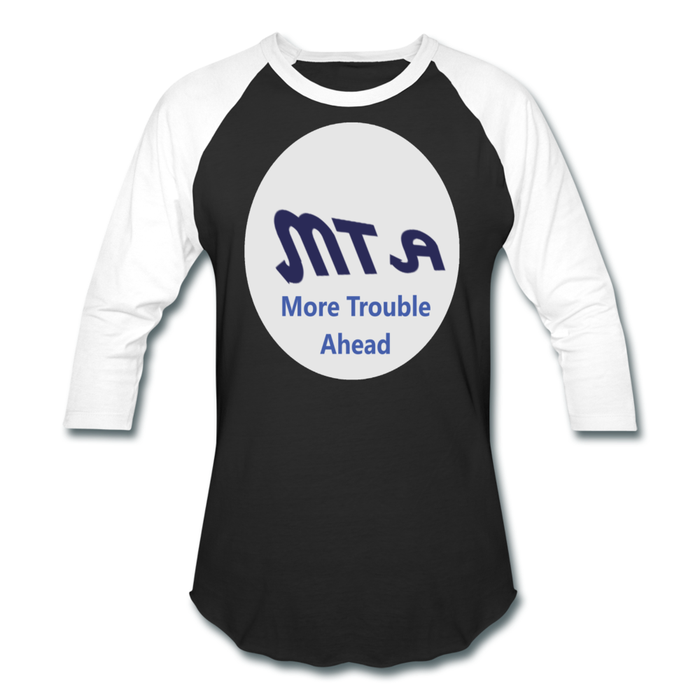 New York City Subway train funny Logo parody Baseball T-Shirt - black/white