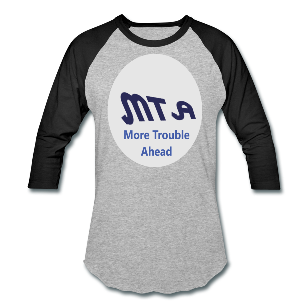 New York City Subway train funny Logo parody Baseball T-Shirt - heather gray/black