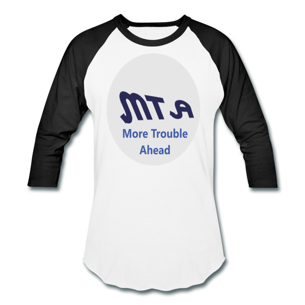 New York City Subway train funny Logo parody Baseball T-Shirt - white/black
