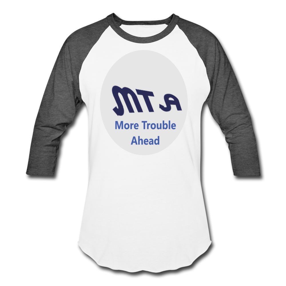 New York City Subway train funny Logo parody Baseball T-Shirt - white/charcoal