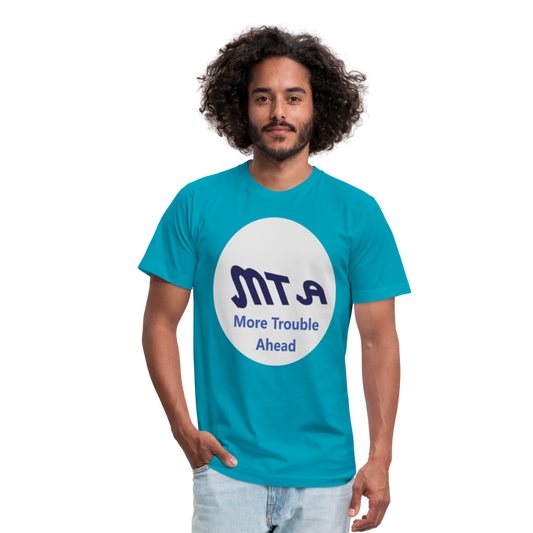 New York City Subway train funny Logo parody Unisex Jersey T-Shirt by Bella + Canvas - turquoise