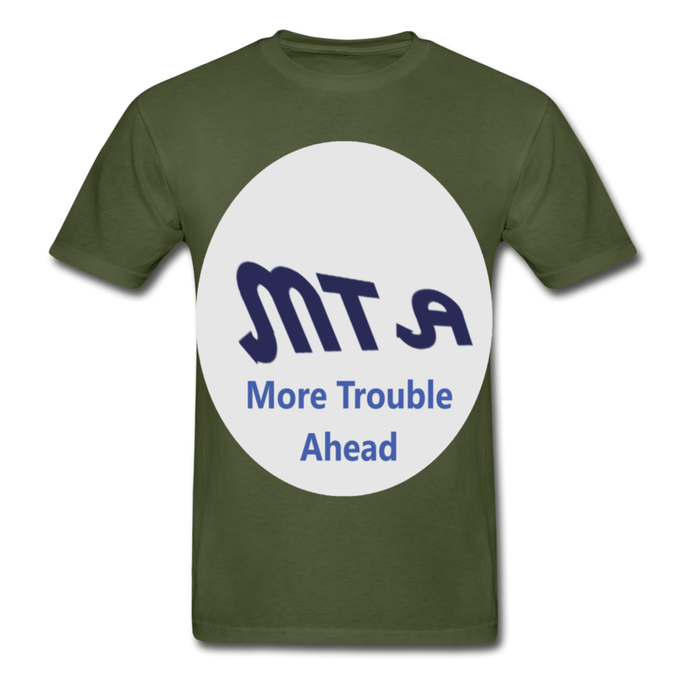 New York City Subway train funny Logo parody Hanes Adult Tagless T-Shirt - military green