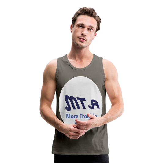 New York City Subway train funny Logo parody Men’s Premium Tank - asphalt gray