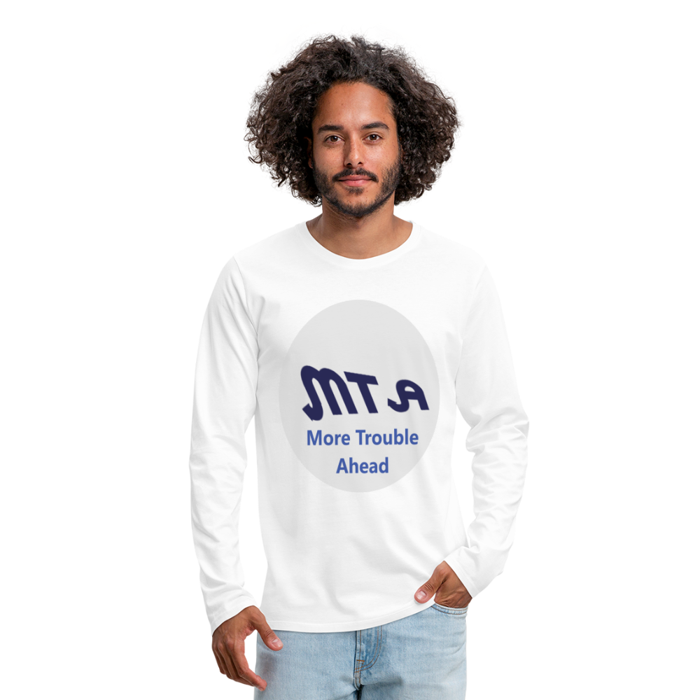 New York City Subway train funny Logo parody Men's Premium Long Sleeve T-Shirt - white