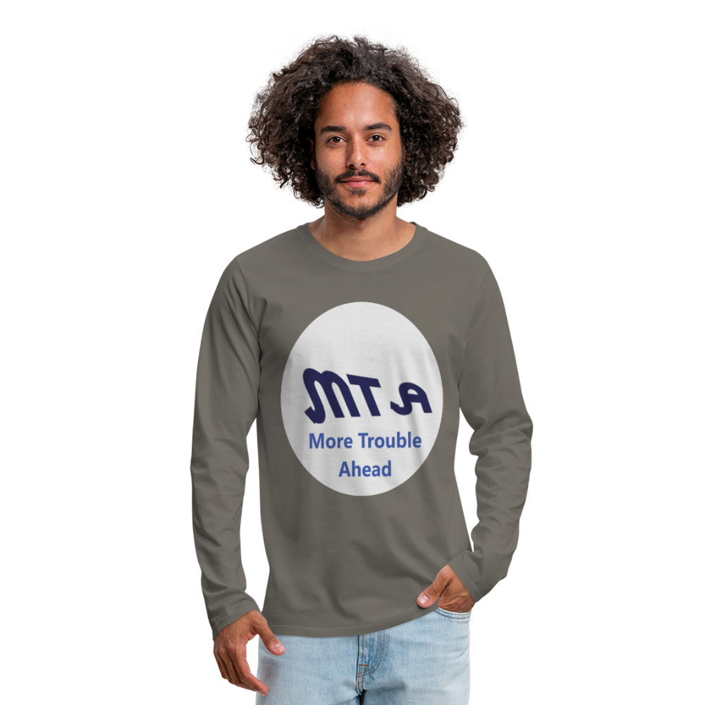 New York City Subway train funny Logo parody Men's Premium Long Sleeve T-Shirt - asphalt gray