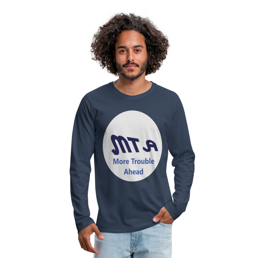 New York City Subway train funny Logo parody Men's Premium Long Sleeve T-Shirt - navy