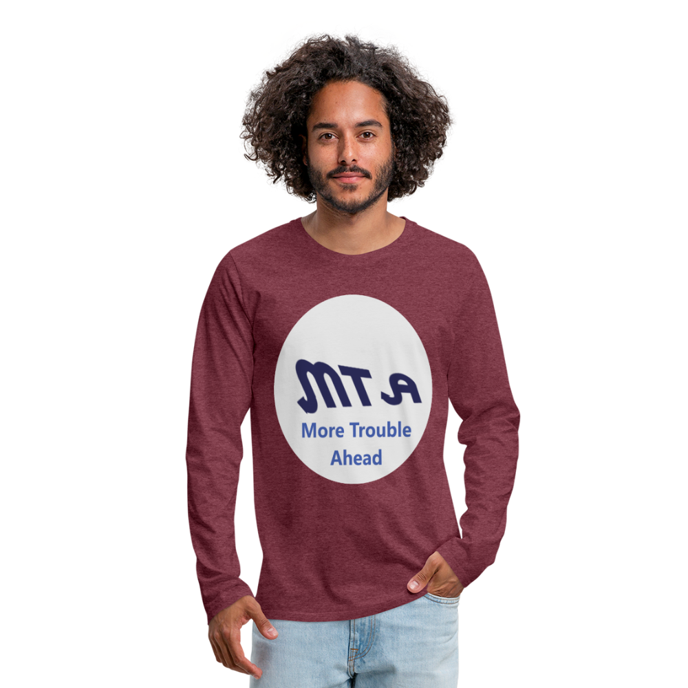 New York City Subway train funny Logo parody Men's Premium Long Sleeve T-Shirt - heather burgundy