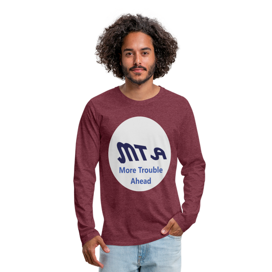 New York City Subway train funny Logo parody Men's Premium Long Sleeve T-Shirt - heather burgundy