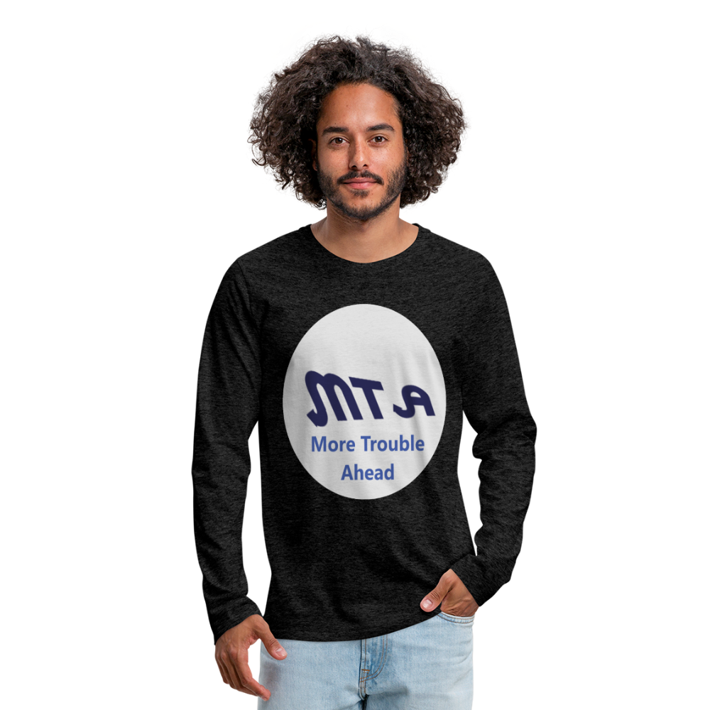 New York City Subway train funny Logo parody Men's Premium Long Sleeve T-Shirt - charcoal gray