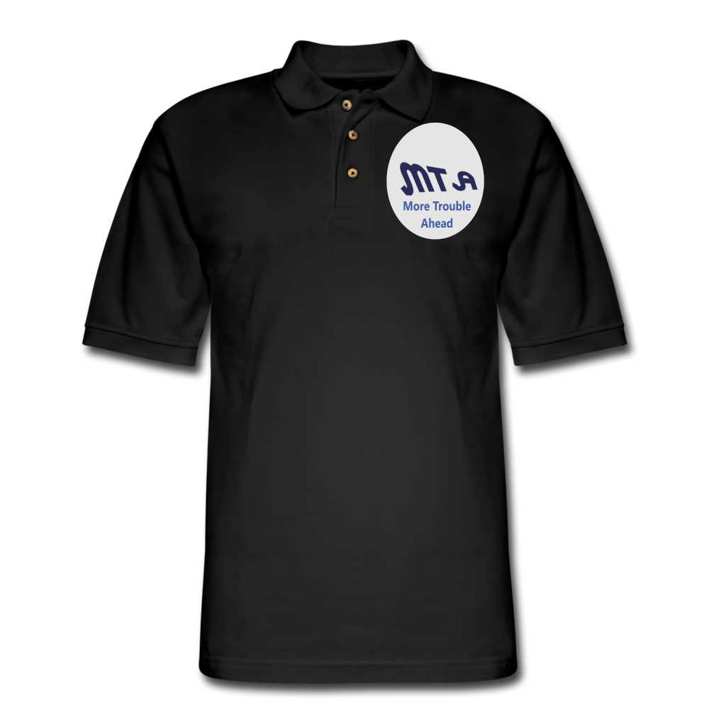 New York City Subway train funny Logo parody Men's Pique Polo Shirt - black