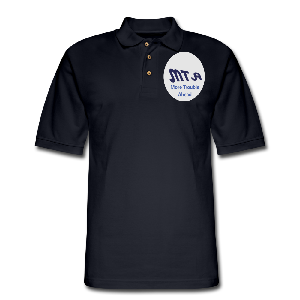 New York City Subway train funny Logo parody Men's Pique Polo Shirt - midnight navy