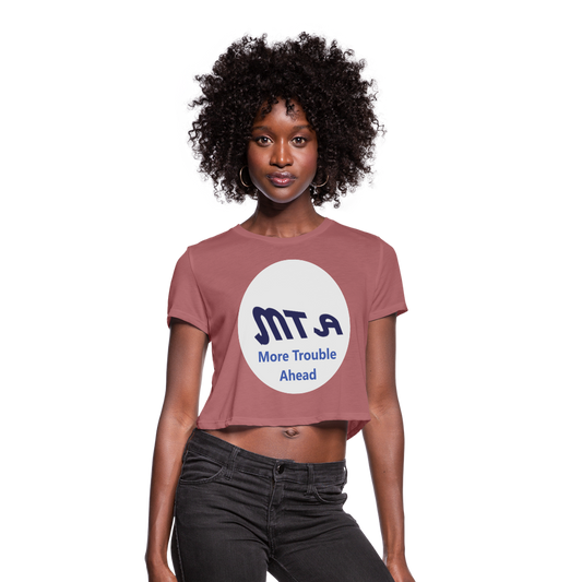 New York City Subway train funny Logo parody Women's Cropped T-Shirt - mauve