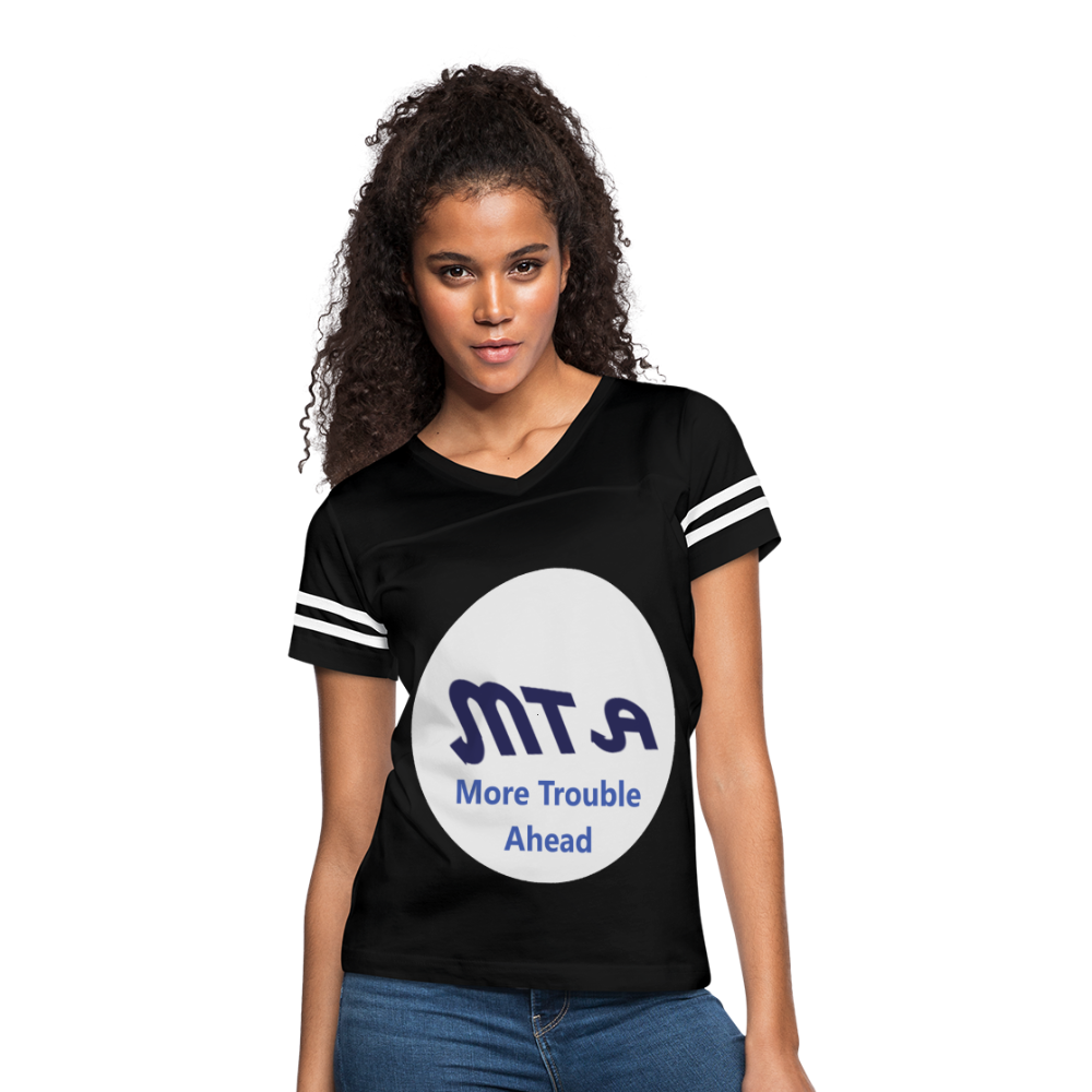 New York City Subway train funny Logo parody Women’s Vintage Sport T-Shirt - black/white