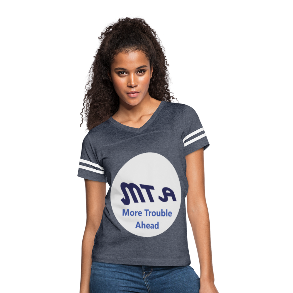 New York City Subway train funny Logo parody Women’s Vintage Sport T-Shirt - vintage navy/white