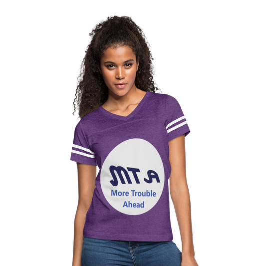 New York City Subway train funny Logo parody Women’s Vintage Sport T-Shirt - vintage purple/white